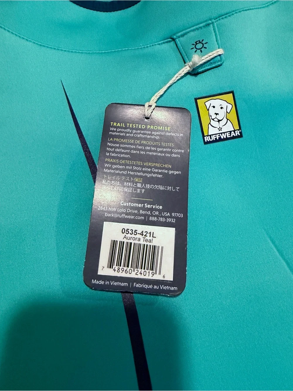 Ruffwear Undercoat Dog Water Jacket, Aurora Teal, Large